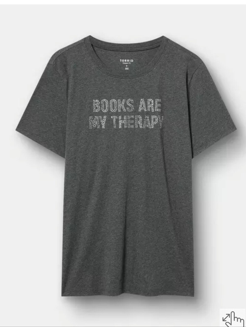 NWOT Torrid Charcoal Graphic Tee - "Books Are My Therapy"